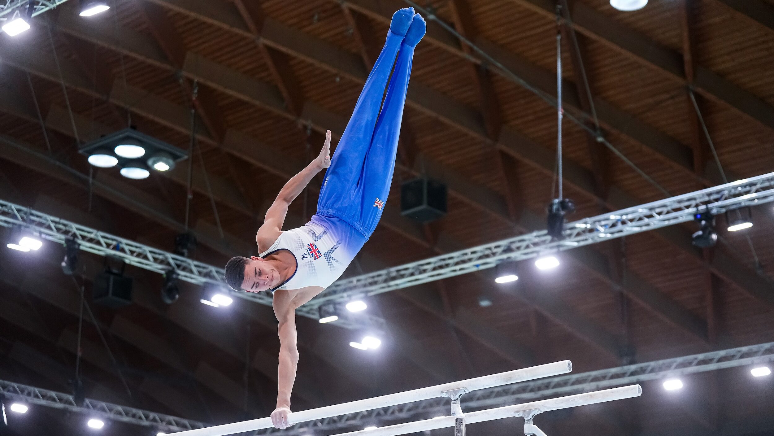 Sol - Age 17 Sol Scott on Parallel bars at the Junior European Championships 2024 podium training